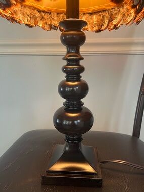 Dark Brown Turned Wood Accent Table Lamp - Home Accents - base only